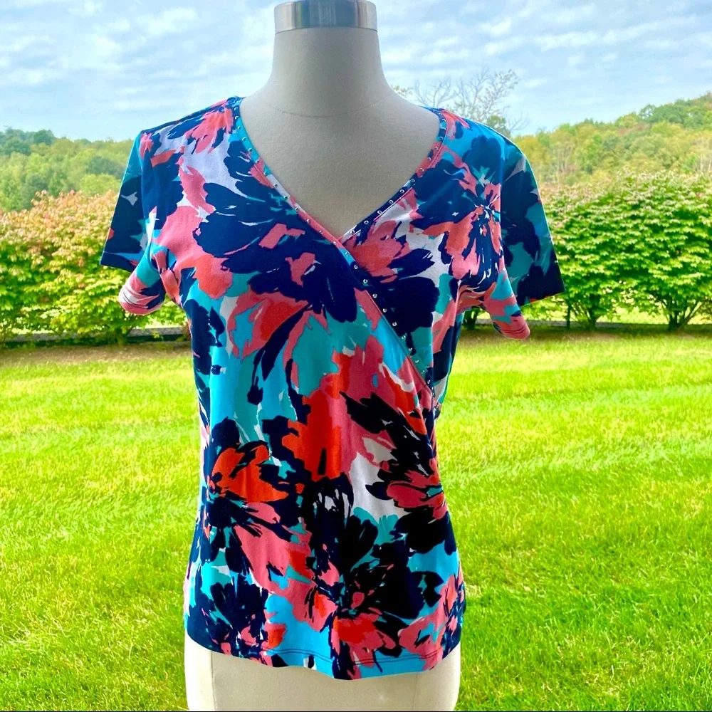 Ruby Rd. Embellished Short Sleeve Top - Picture 1 of 16